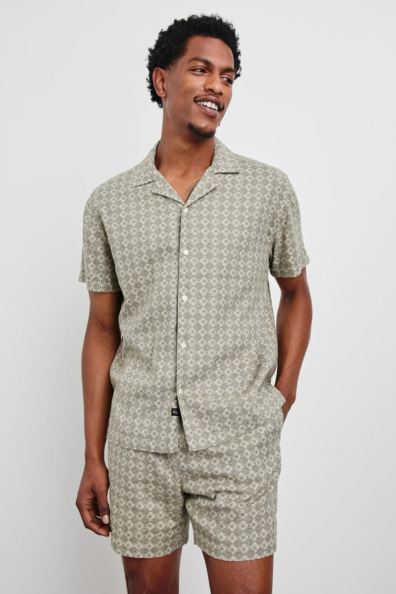 Wholesale,Rails, Rails Oat Olive Diamond Geo Stretch Linen Blend Shirt, Green, Medium-44-TagM