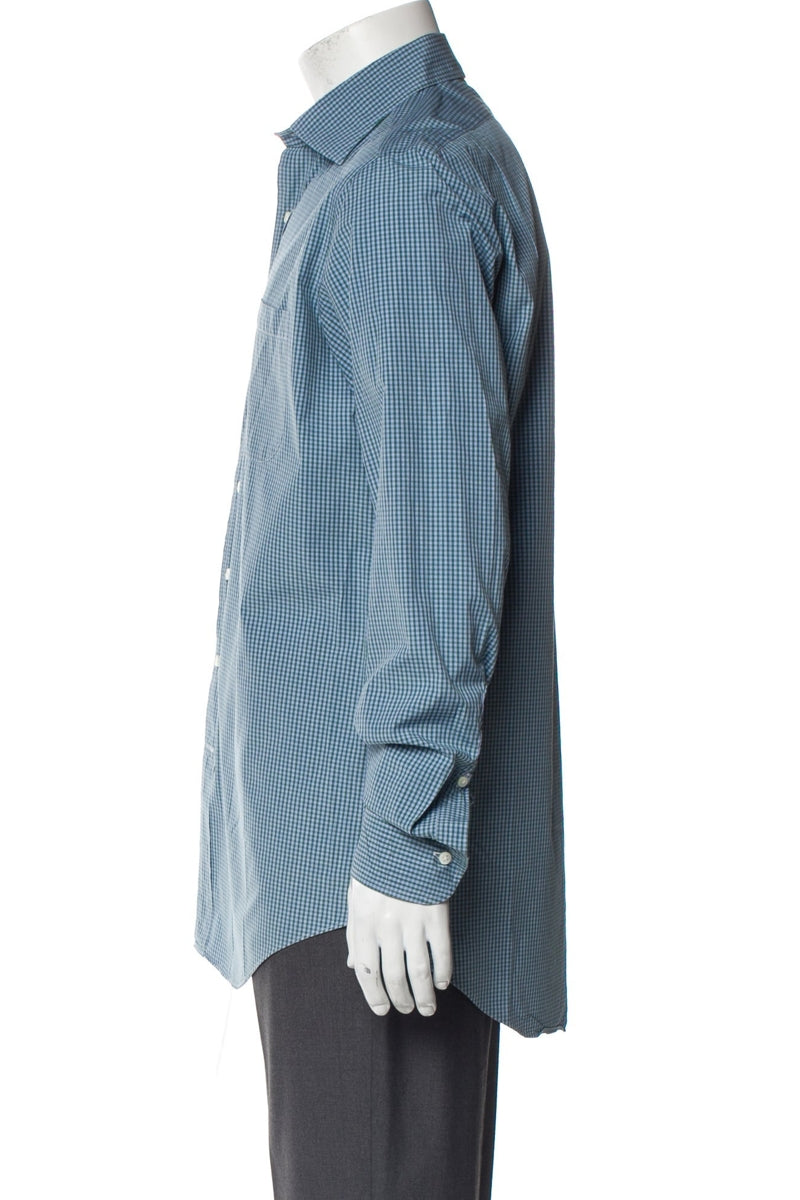 RealReal,Sid Mashburn, Sid Mashburn Green Plaid Print Long Sleeve Dress Shirt, Green, Medium-44-TagM