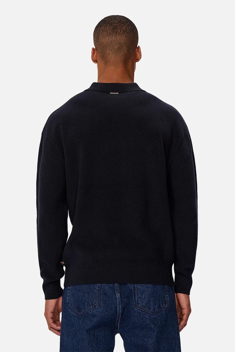 Wholesale,INDUSTRIE AUSTRALIA, INDUSTRIE AUSTRALIA Navy Texture Knitted Polo, Blue, Medium-46-TagMLarge-48-TagLExtra Large-50-TagXL