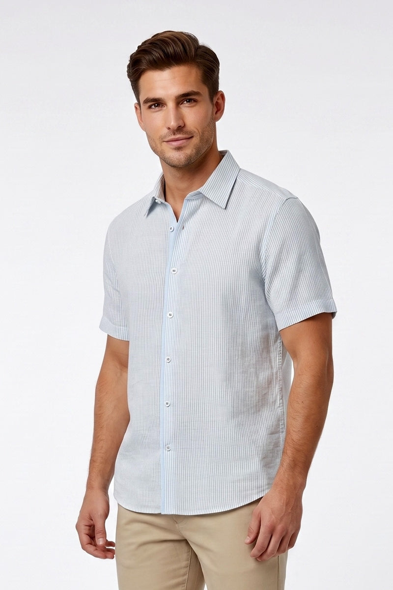 Wholesale,American Heritage, American Heritage Sky/White Striped Shirt, Blue, Small-42-TagSMedium-44-TagMLarge-46-TagLExtra Large-49-TagXLExtra Extra Large-52-TagXXLExtra Extra Extra Large-54-Tag3XL