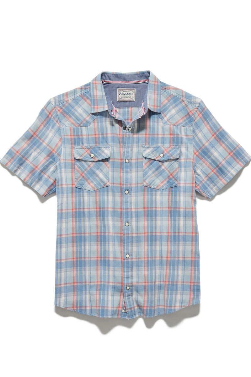 Wholesale,Flag & Anthem, Flag & Anthem Light Blue/Coral Vintage Washed Shirt, Blue, Small-41-TagSMedium-43-TagMLarge-46-TagLExtra Large-48-TagXLExtra Extra Large-53-TagXXLExtra Large-50-TagXL