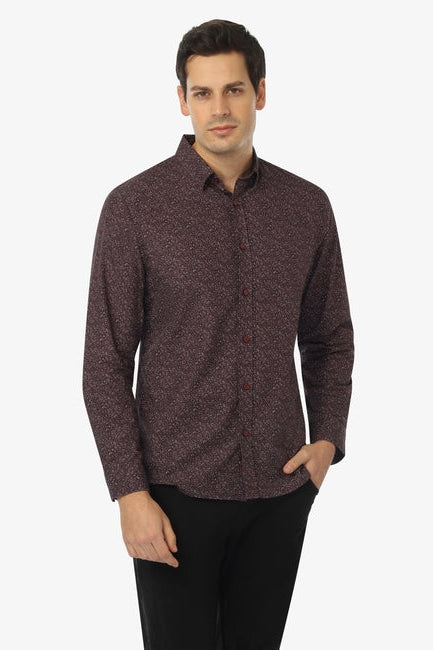 Wholesale,Vustra, Vustra Maroon Prairie Bloom Print Organic Cotton Shirt, Purple, Medium-43-TagMLarge-45-TagLExtra Large-47-TagXL
