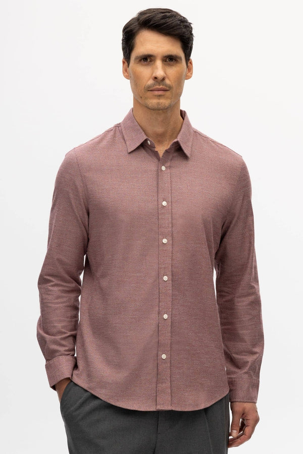 Julian & Mark Heather Burgundy Brushed Flannel Shirt