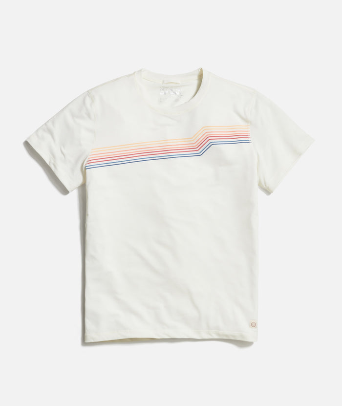 Marine Layer White Sunset Stripe Air Crew Graphic Tee