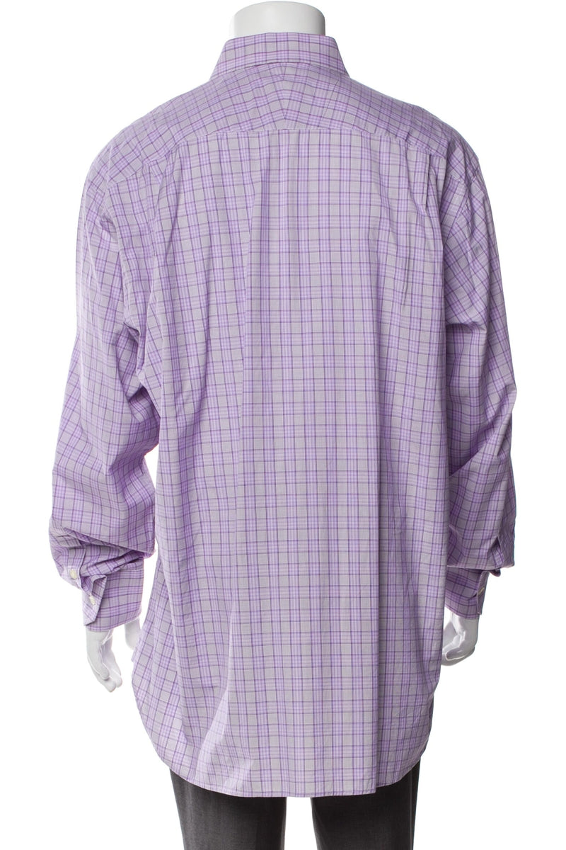RealReal,Paul Stuart, Paul Stuart Purple Plaid Print Long Sleeve Dress Shirt, Purple, Extra Extra Large-52-TagXXL
