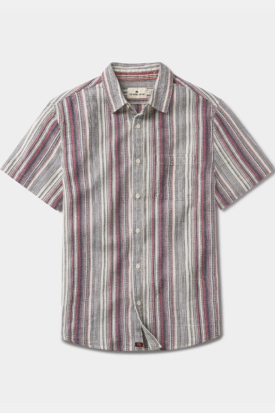 Wholesale,The Normal Brand, The Normal Brand Tan/Blue/Red Striped Textured Shirt, Tan, Small-42-TagSMedium-44-TagMLarge-46-TagLExtra Extra Large-53-TagXXL