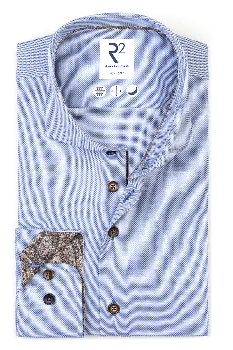 Direct From Brand,R2 Amsterdam, R2 Amsterdam Light Blue Printed Shirt, Blue, Medium-42-Tag40