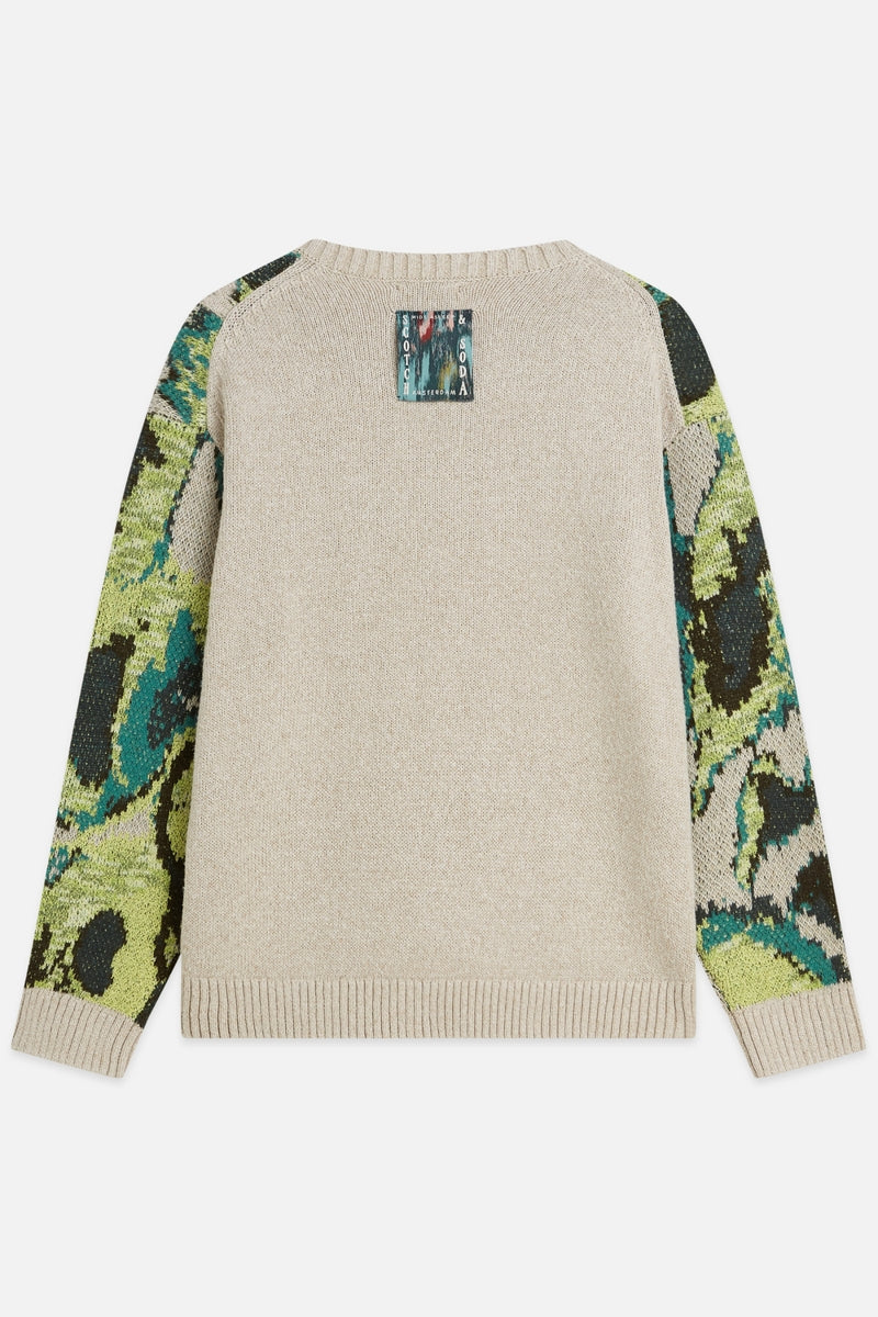 Wholesale,Scotch & Soda, Scotch & Soda Watercolor Multi Abstract Textured Sweater, Green, Extra Extra Large-54-TagXXL