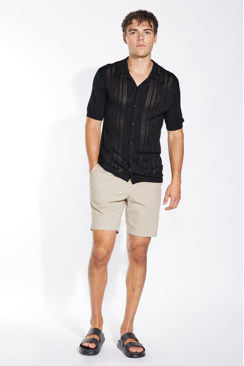 Wholesale,Civil Society, Civil Society Black Jacquard Stripes Sweater Knit Shirt, Black, Medium-42-TagM