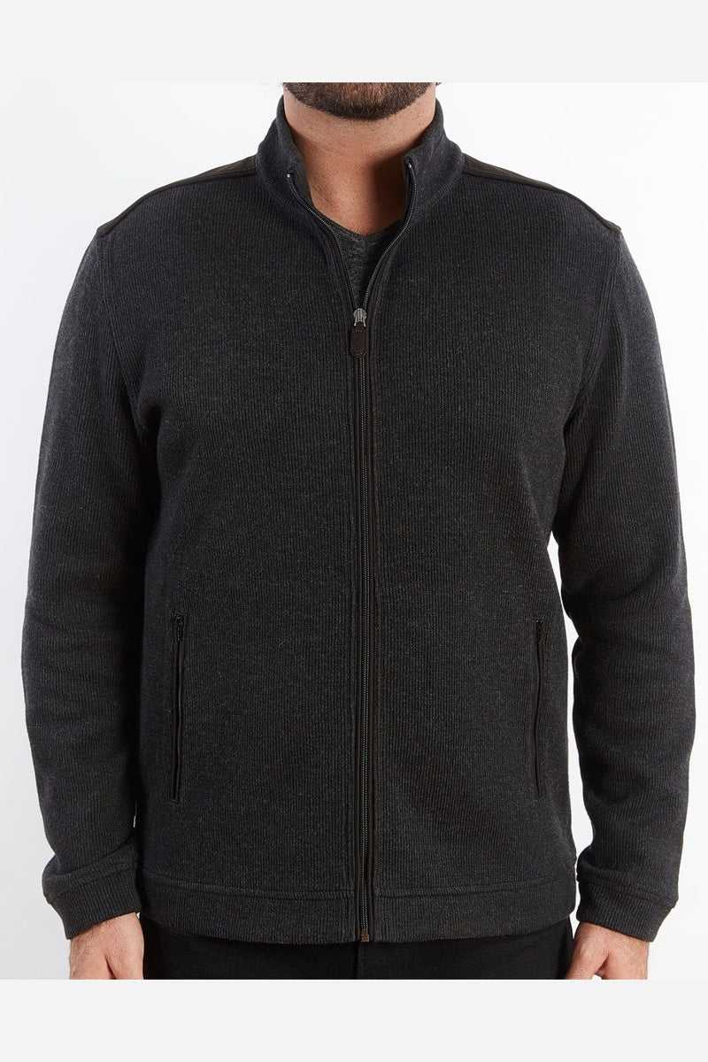 Wholesale,Nicoby Age of Wisdom, Nicoby Age of Wisdom Charcoal Heathered Rib Suede Trim Jacket, Grey, Large-47-TagL
