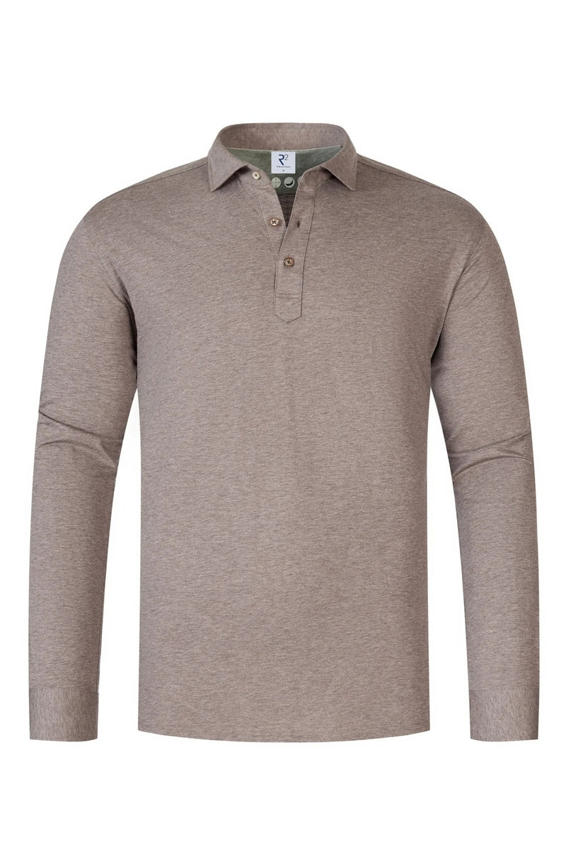 Direct From Brand,R2 Amsterdam, R2 Amsterdam Beige Single Jersey Polo, Brown, Large-46-TagL