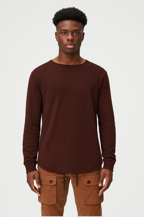 Kuwalla Brown Thermal Waffle Crewneck Tee