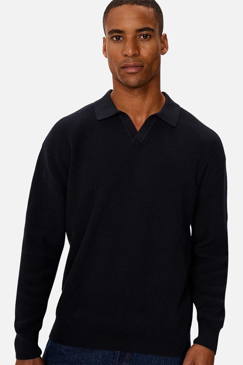 Wholesale,INDUSTRIE AUSTRALIA, INDUSTRIE AUSTRALIA Navy Texture Knitted Polo, Blue, Medium-46-TagMLarge-48-TagLExtra Large-50-TagXL