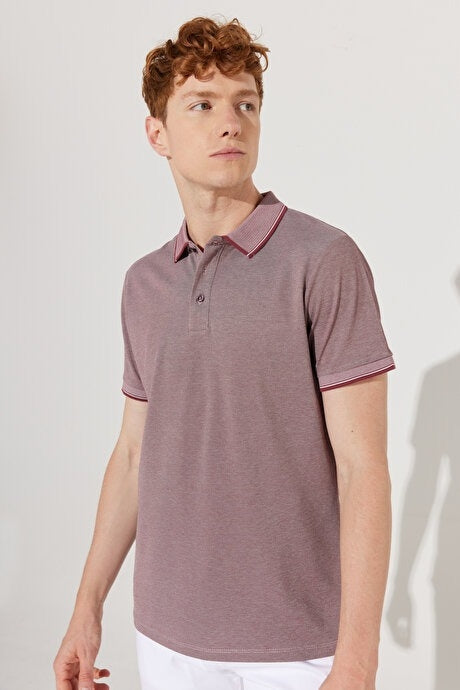 Wholesale,Altinyildiz Classics, Altinyildiz Classics Burgundy with White Contrast Slim Cut Knit Polo, Red, Small-39-TagS