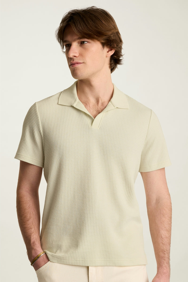 Wholesale,Bonobos, Bonobos Light Beige Waffle Textured Polo, Cream, Medium-42-TagMExtra Large-48-TagXLExtra Extra Large-50-TagXXLLarge-45-TagLSmall-42-TagSSmall-40-TagS