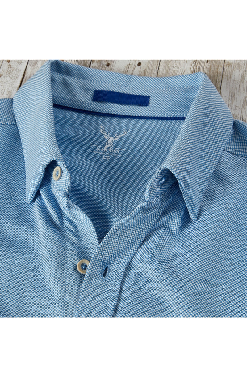 Wholesale,Nicoby Age of Wisdom, Nicoby Age of Wisdom Blue Birdseye Textured Knit Shirt, Blue, Large-44-TagL