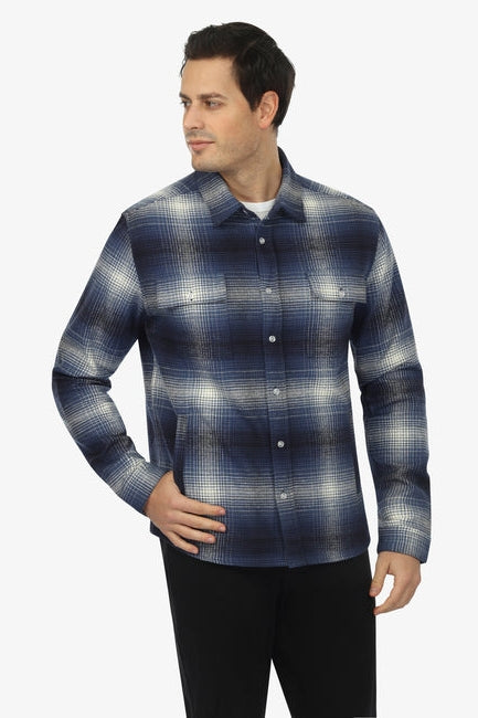 Wholesale,Vustra, Vustra Blue/White Plaid Organic Cotton Shacket, Blue, Large-48-TagL