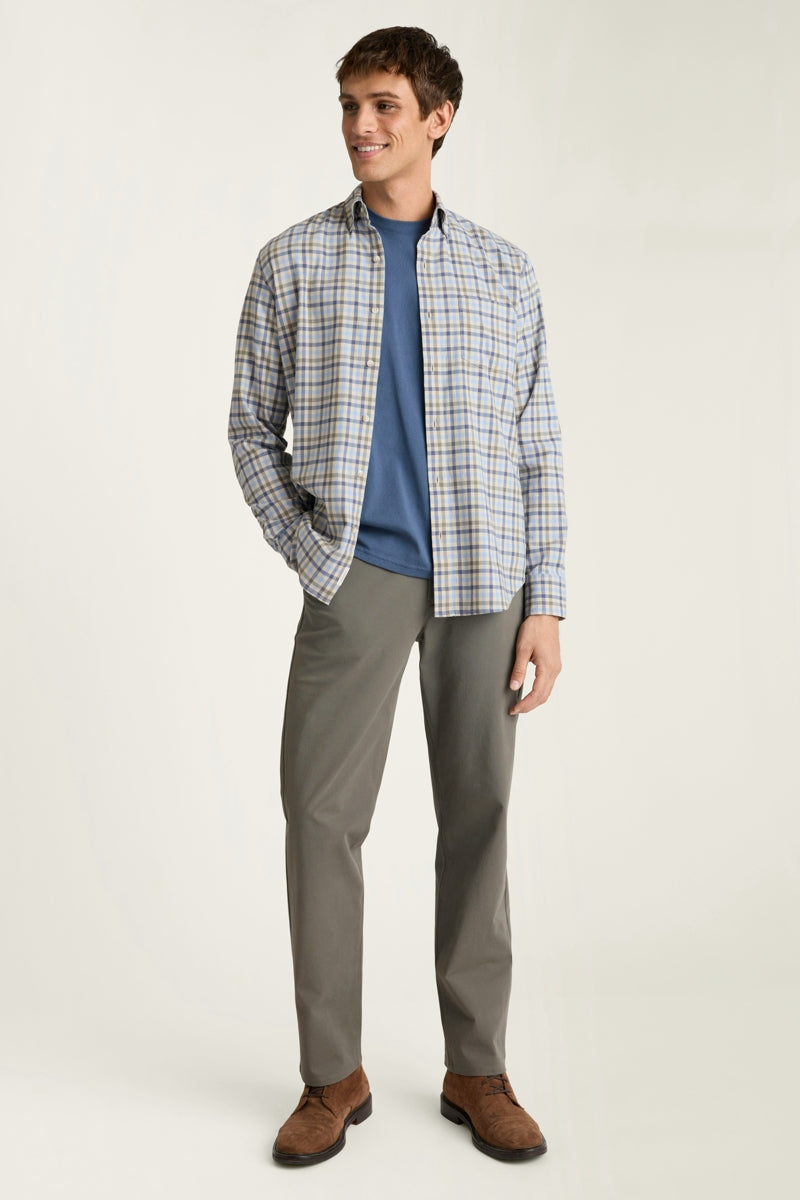 Wholesale,Bonobos, Bonobos Blue/Cream Check Stretch Flannel Slim Fit Shirt, Blue, Medium-43-TagM