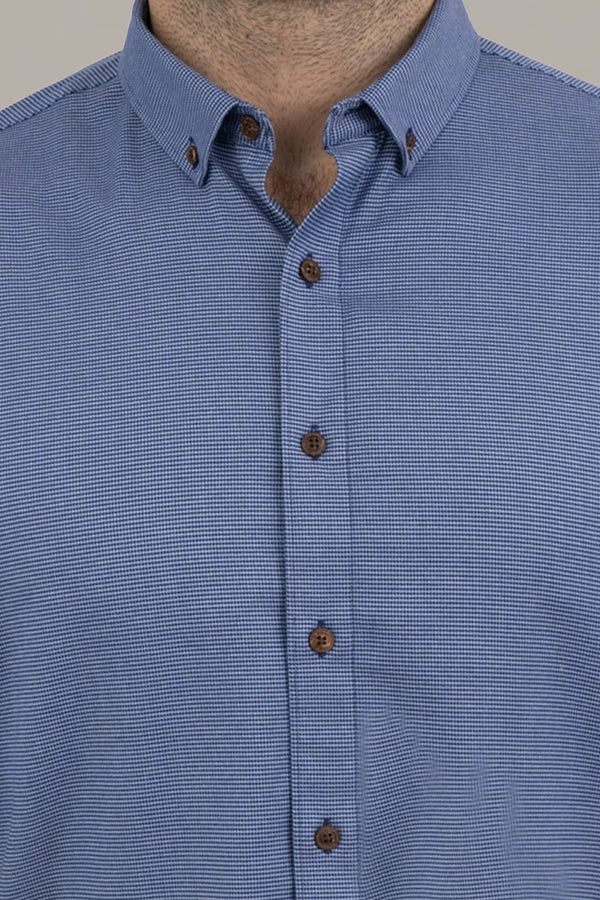 Twillory Blue Puppytooth Untuckable Shirt