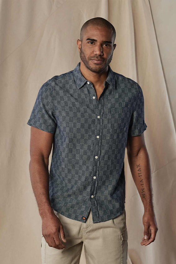 Wholesale,The Normal Brand, The Normal Brand Navy Check Woven Shirt, Blue, Medium-44-TagMLarge-46-TagL