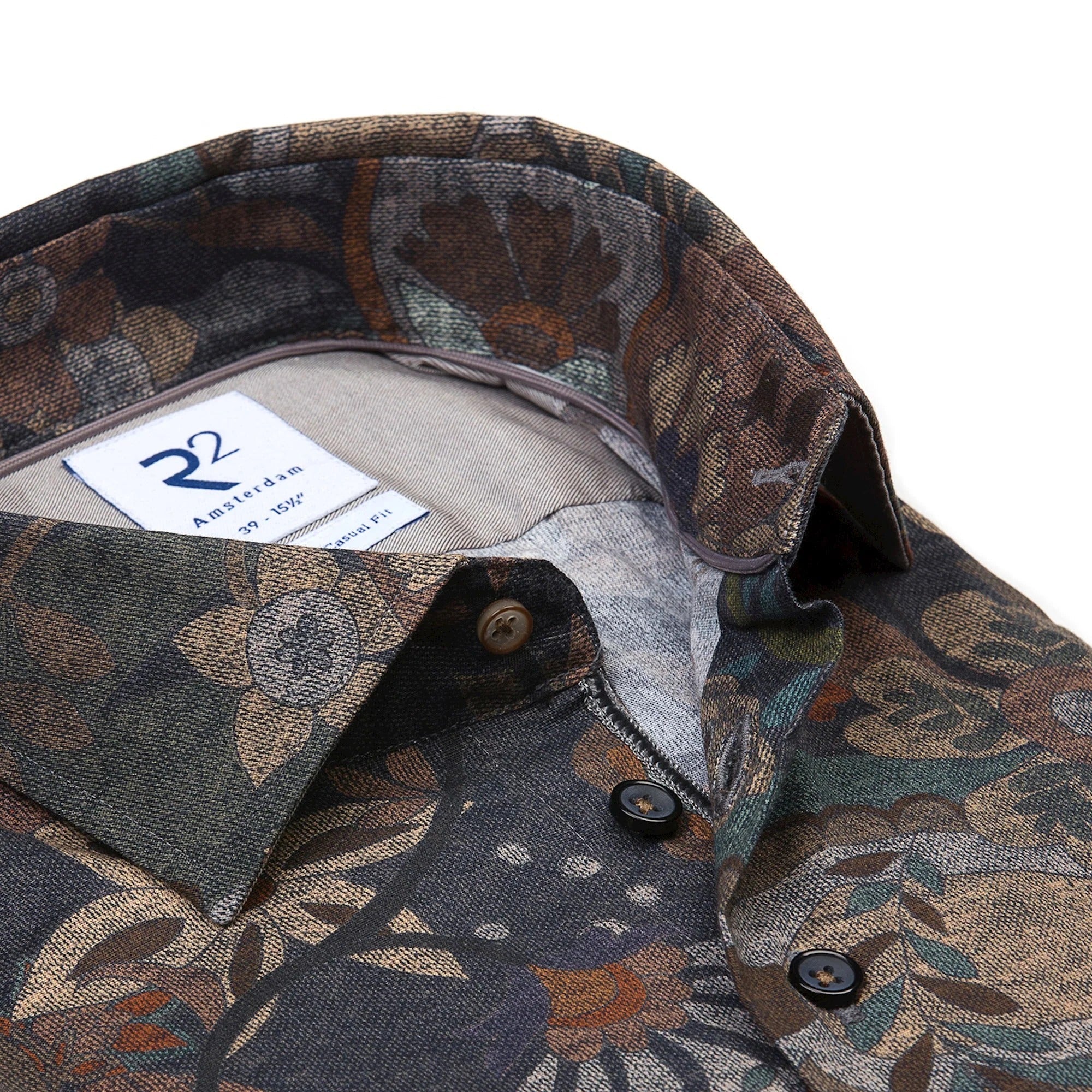 Brand Partner,R2 Amsterdam, R2 Amsterdam Green Paisley Long Sleeve Button Up Shirt, Green, Large-47-Tag43