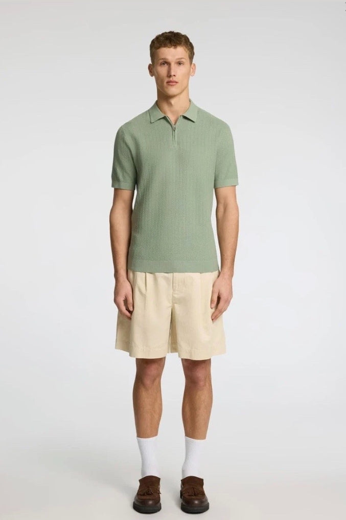 Wholesale,Selected Homme, Selected Homme Sage Green Knitted Zip Up Textured Polo, Green, Medium-42-TagMLarge-44-TagLExtra Large-46-TagXLExtra Extra Large-49-TagXXLSmall-40-TagS