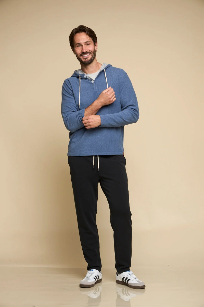 Wholesale,Fundamental Coast, Fundamental Coast Blue Soft Henley Hoodie, Blue, Small-40-TagS