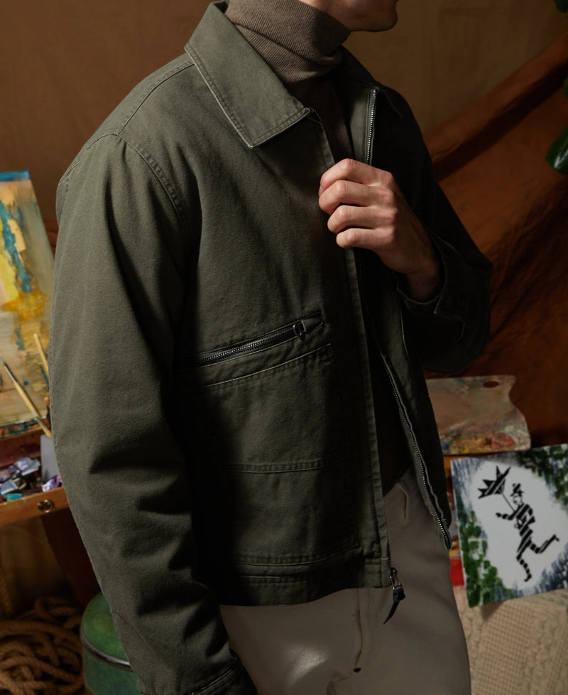 Wholesale,Civil Society, Civil Society Dusty Olive Cropped Zip Jacket, Green, Small-44-TagSMedium-47-TagMLarge-50-TagLExtra Large-52-TagXL