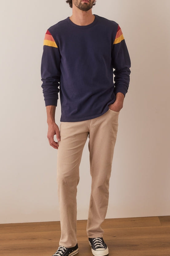 Wholesale,Marine Layer, Marine Layer Indigo Brushed Jersey Sweatshirt with Contrast Sleeves, Blue, Large-46-TagL