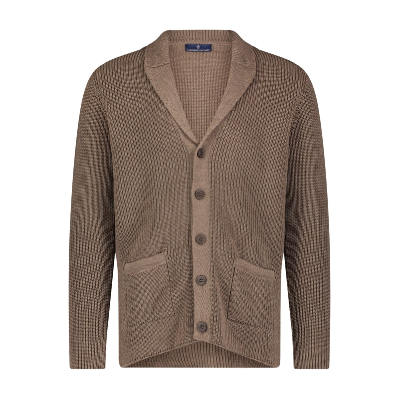 Luchiano Visconti Tan Shawl Collar Cardigan