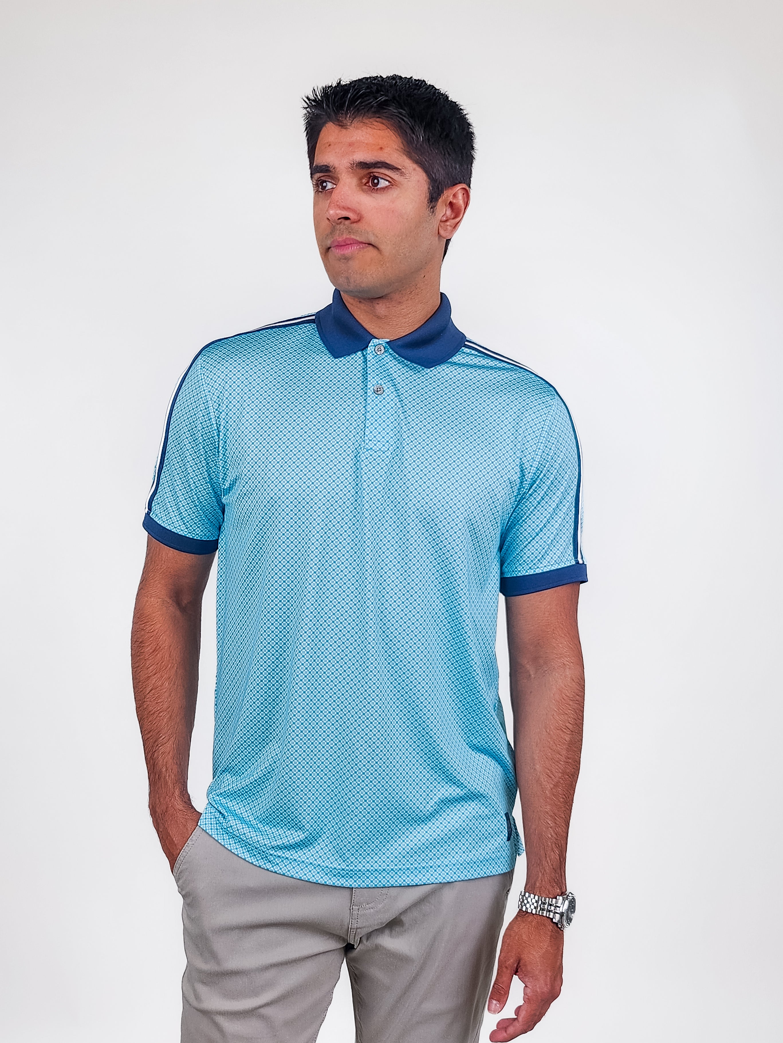 Other,PGA Tour, PGA Tour Turquoise Performance Polo, Blue, Medium-42-TagM