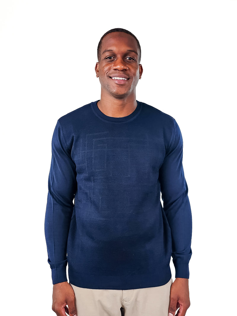 Jakamen Navy Crewneck Textured Sweater