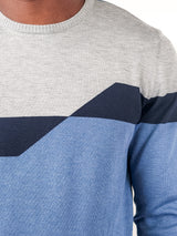 Jakamen Blue/Grey Multi Colorblock Crewneck Sweater