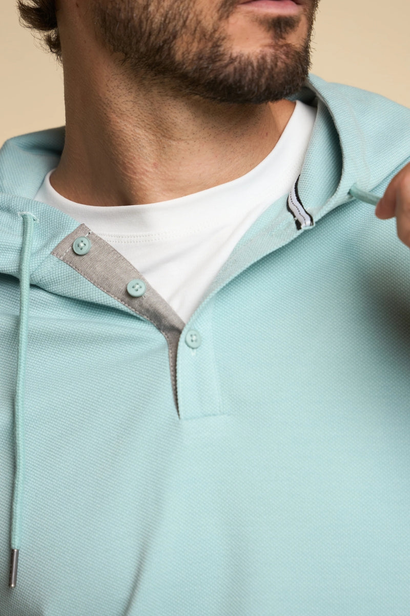 Wholesale,Fundamental Coast, Fundamental Coast Surf Blue Textured Henley Hoodie, Blue, Medium-41-TagM