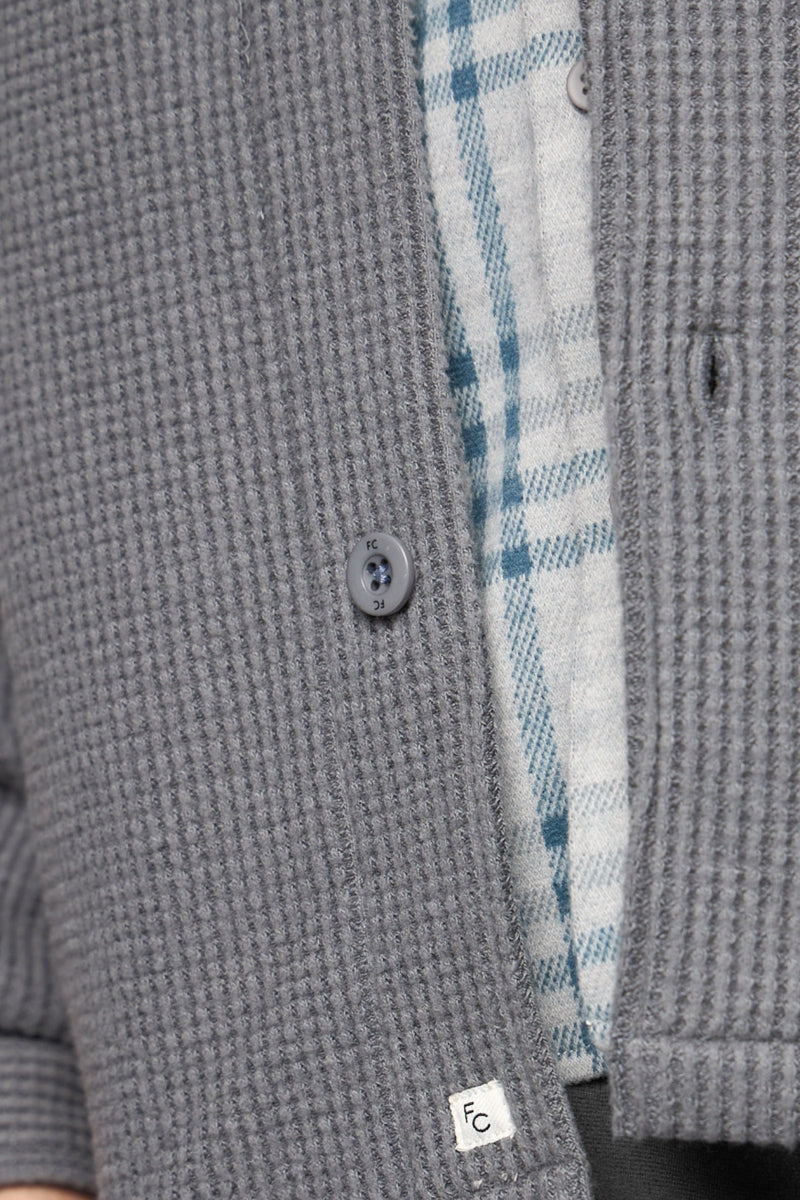 Wholesale,Fundamental Coast, Fundamental Coast Grey Waffle Textured Overshirt, Grey, Medium-43-TagMLarge-45-TagLSmall-41-TagSExtra Large-47-TagXL