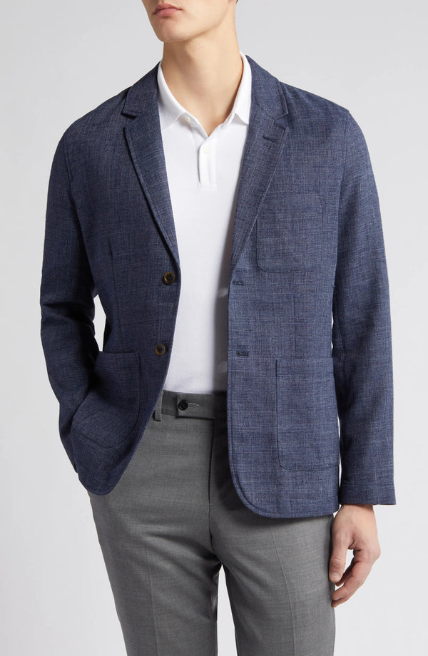 Rails Navy Idris Cotton & Linen Blend Blazer