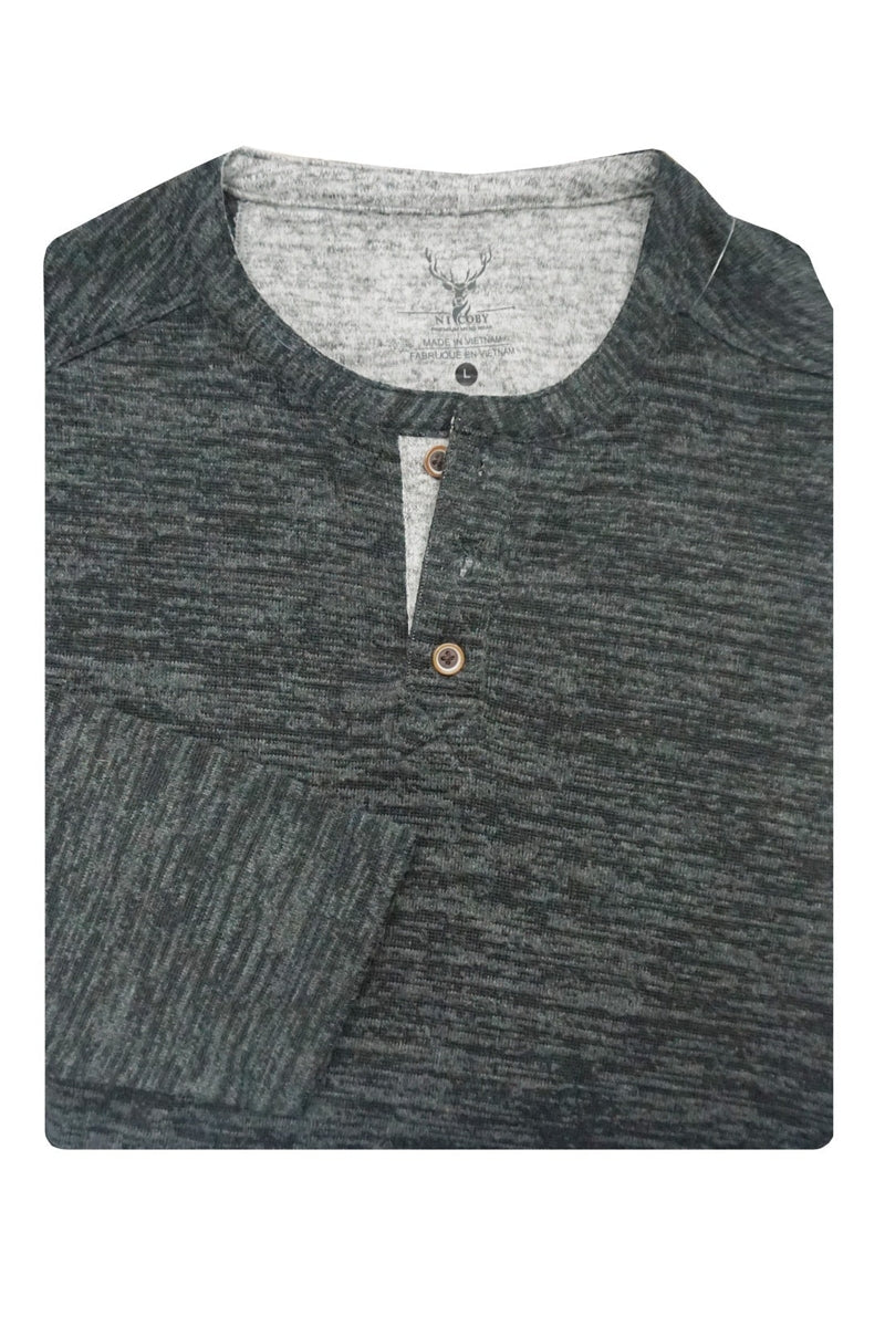 Wholesale,Nicoby Age of Wisdom, Nicoby Age of Wisdom Black Heathered Fuzzy Henley, Black, Large-46-TagL
