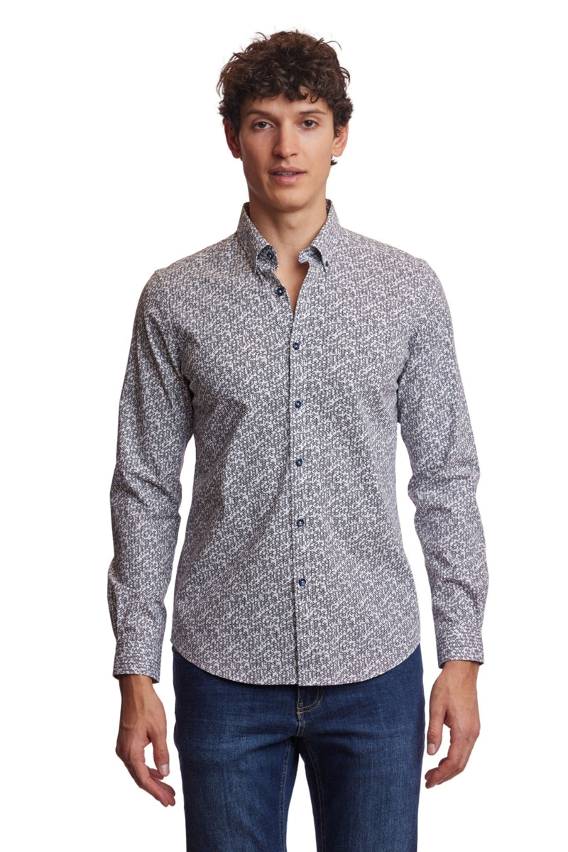Wholesale,Paisley & Gray, Paisley & Gray Black/White Abstract Geo Slim Fit Shirt, Black, Extra Large-46-TagXL