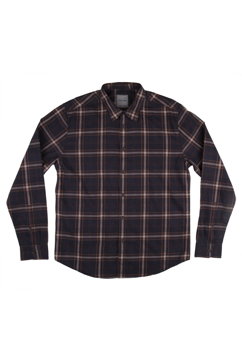 Stitch Note Navy/Brown Plaid Shirt