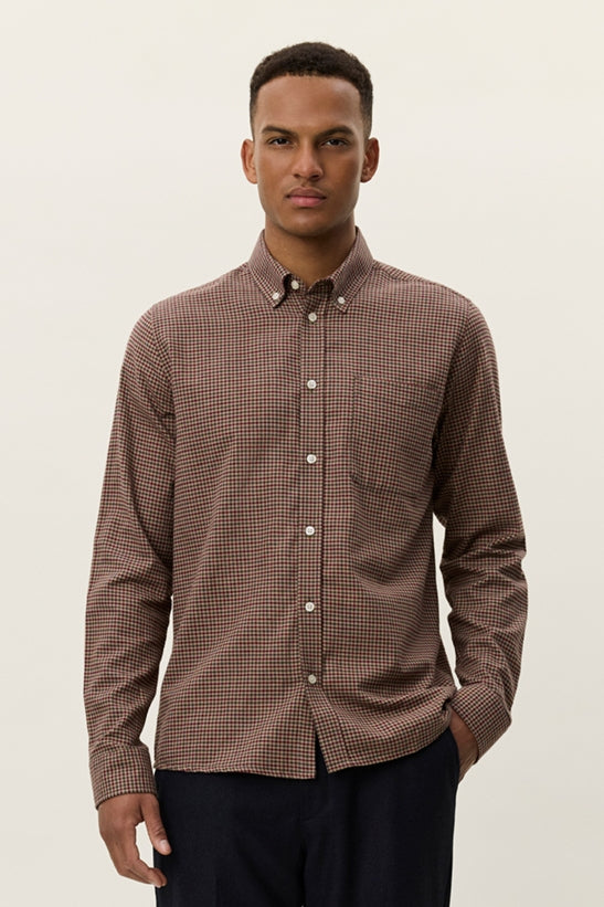 Wholesale,Les Deux, Les Deux Brown Check Brushed Flannel Shirt, Brown, Large-46-TagL