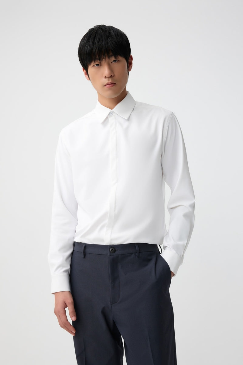 Direct From Brand,FYNE, FYNE White Moisture Absorption Slim Fit Dress Shirt, White, Large-43-TagL