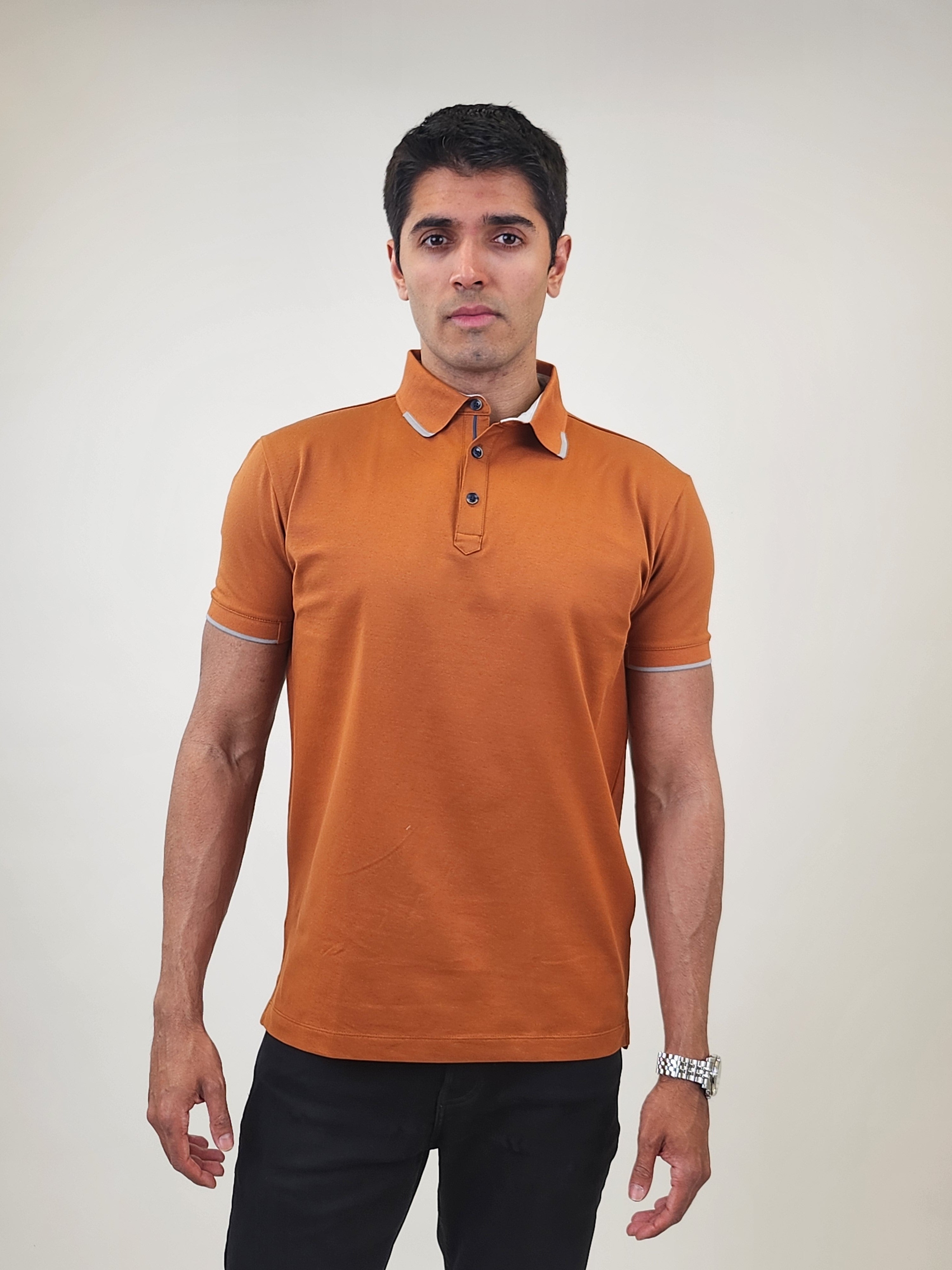 Brand Partner,R2 Amsterdam, R2 Amsterdam Pumpkin Solid Polo, Orange, Large-42-TagL