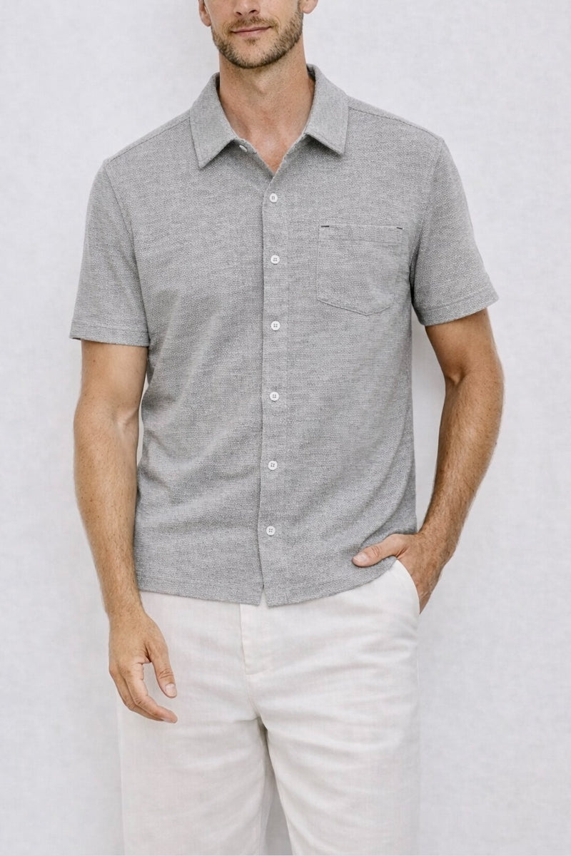 Wholesale,Nicoby Age of Wisdom, Nicoby Age of Wisdom Light Grey Honeycomb Knit Textured Shirt, Grey, Extra Large-48-TagXL