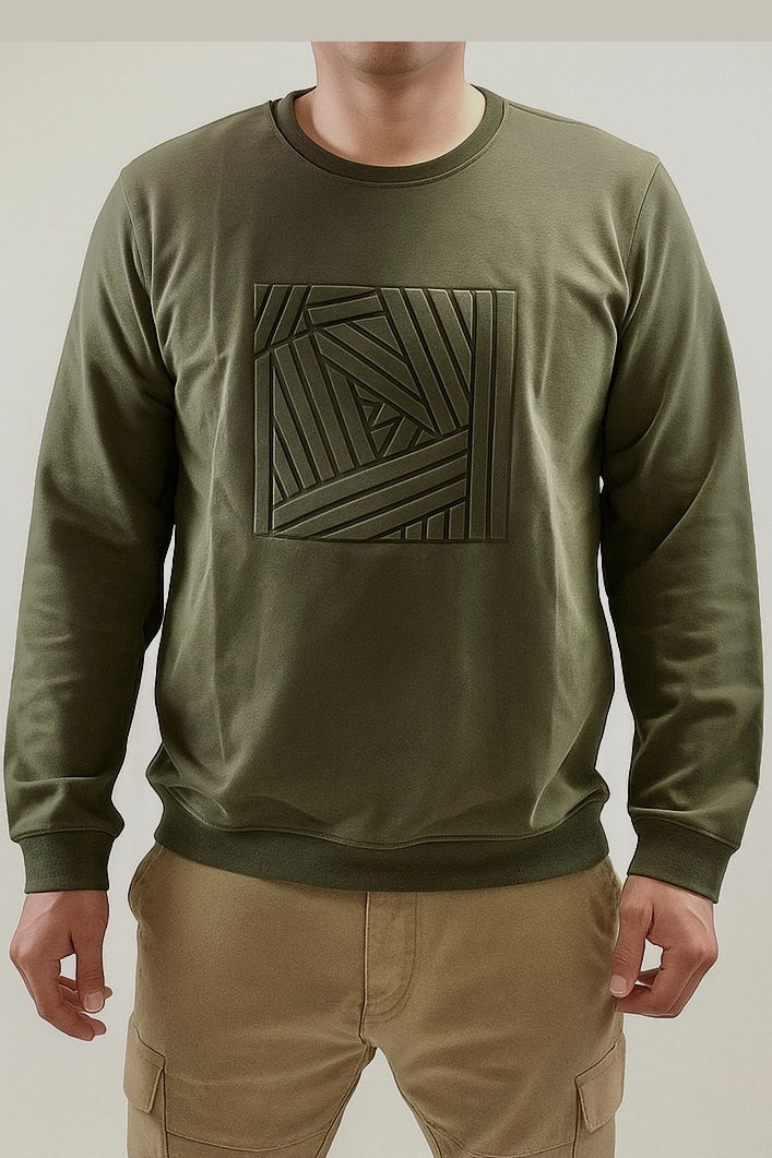 Wholesale,Jakamen, Jakamen Sage Green Textured Long Sleeve Sweatshirt, Green, Small-40-TagSMedium-42-TagMLarge-44-TagLLarge-46-TagXLExtra Large-48-TagXXL