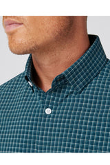 Mizzen + Main Sea Green Plaid Trim No Tuck Dress Shirt