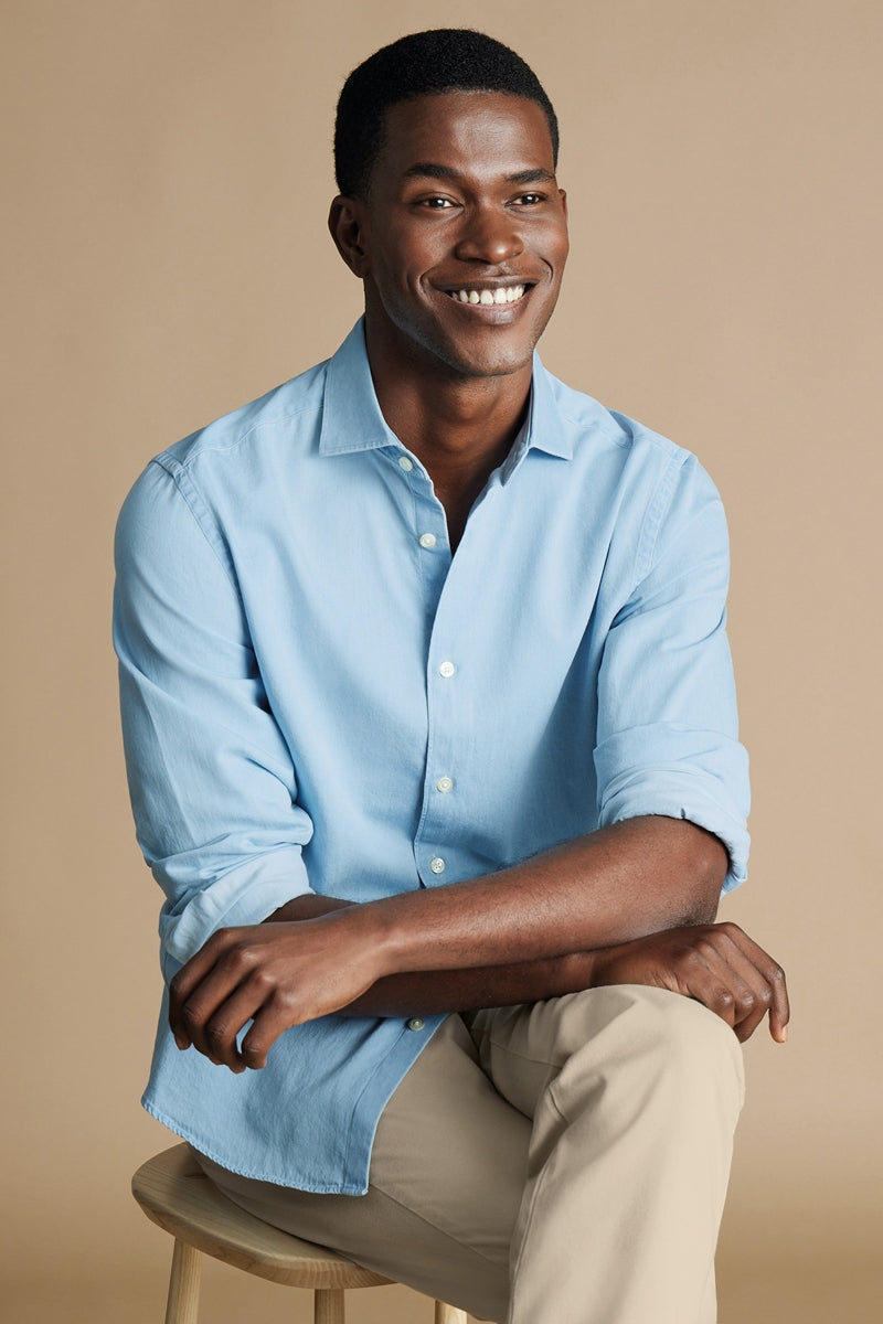 Wholesale,Charles Tyrwhitt, Charles Tyrwhitt Light Blue Denim Shirt, Blue, Medium-42-TagMLarge-45-TagLExtra Large-50-TagXLExtra Extra Large-52-TagXXL