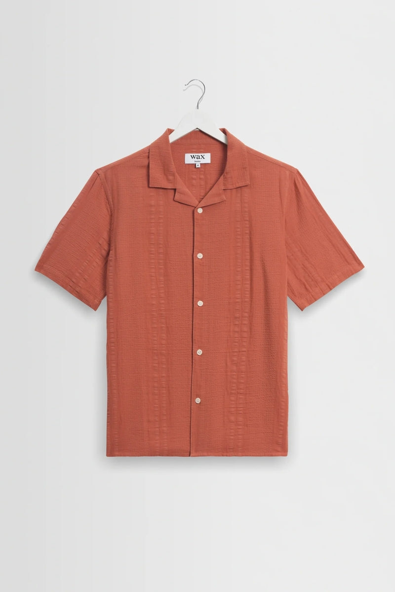 Wholesale,Wax London, Wax London Rust Double-Weave Seersucker Shirt, Orange, Large-47-TagLExtra Large-49-TagXLExtra Extra Large-52-TagXXLMedium-45-TagM