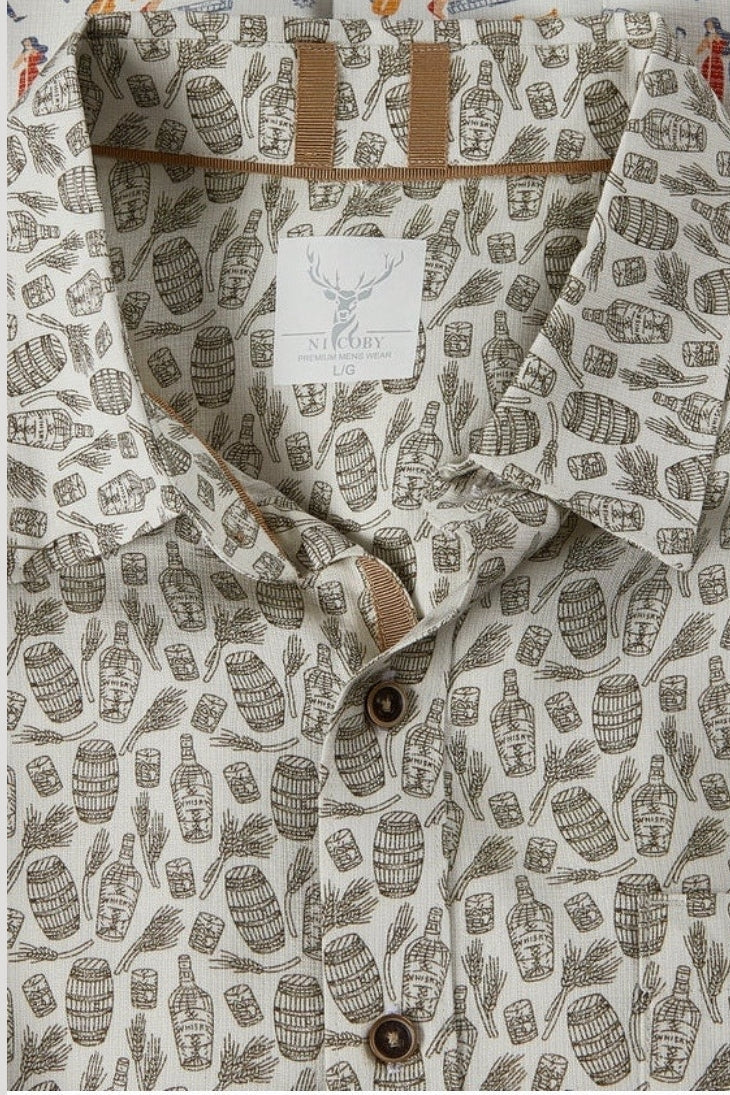 Wholesale,Nicoby Age of Wisdom, Nicoby Age of Wisdom White Modal Textured Print Shirt, White, Extra Large-48-TagXL