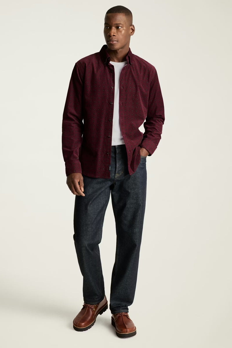 Wholesale,Bonobos, Bonobos Burgundy Diamond Geo Stretch Corduroy Slim Fit Shirt, Red, Small-40-TagS