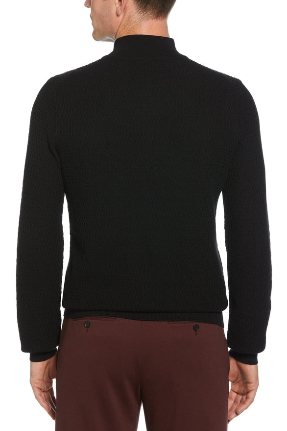 Wholesale,Perry Ellis, Perry Ellis Black Ribbed Textured Qtr Zip Pullover, Black, Large-45-TagL
